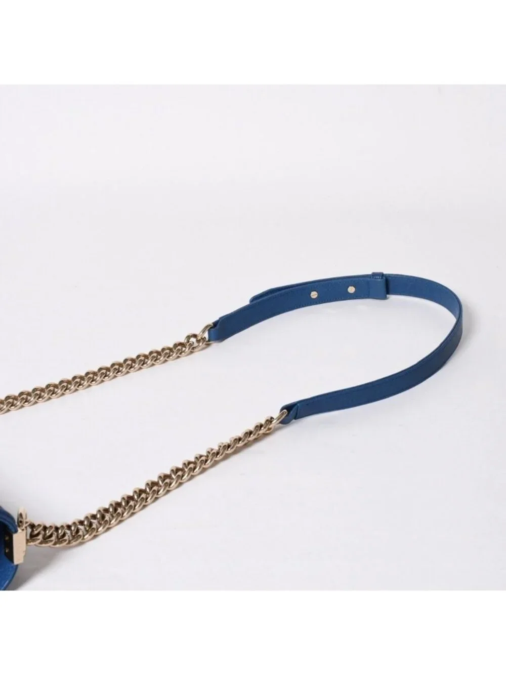 Chanel Boy 25 Chain Shoulder Bag CC Logo Caviar Leather Blue